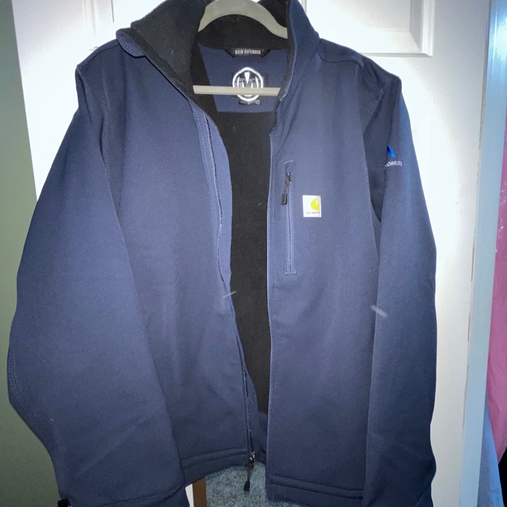 Branded Carhartt Men's Crowley Softshell Rain Jacket size Medium, Navy Blue